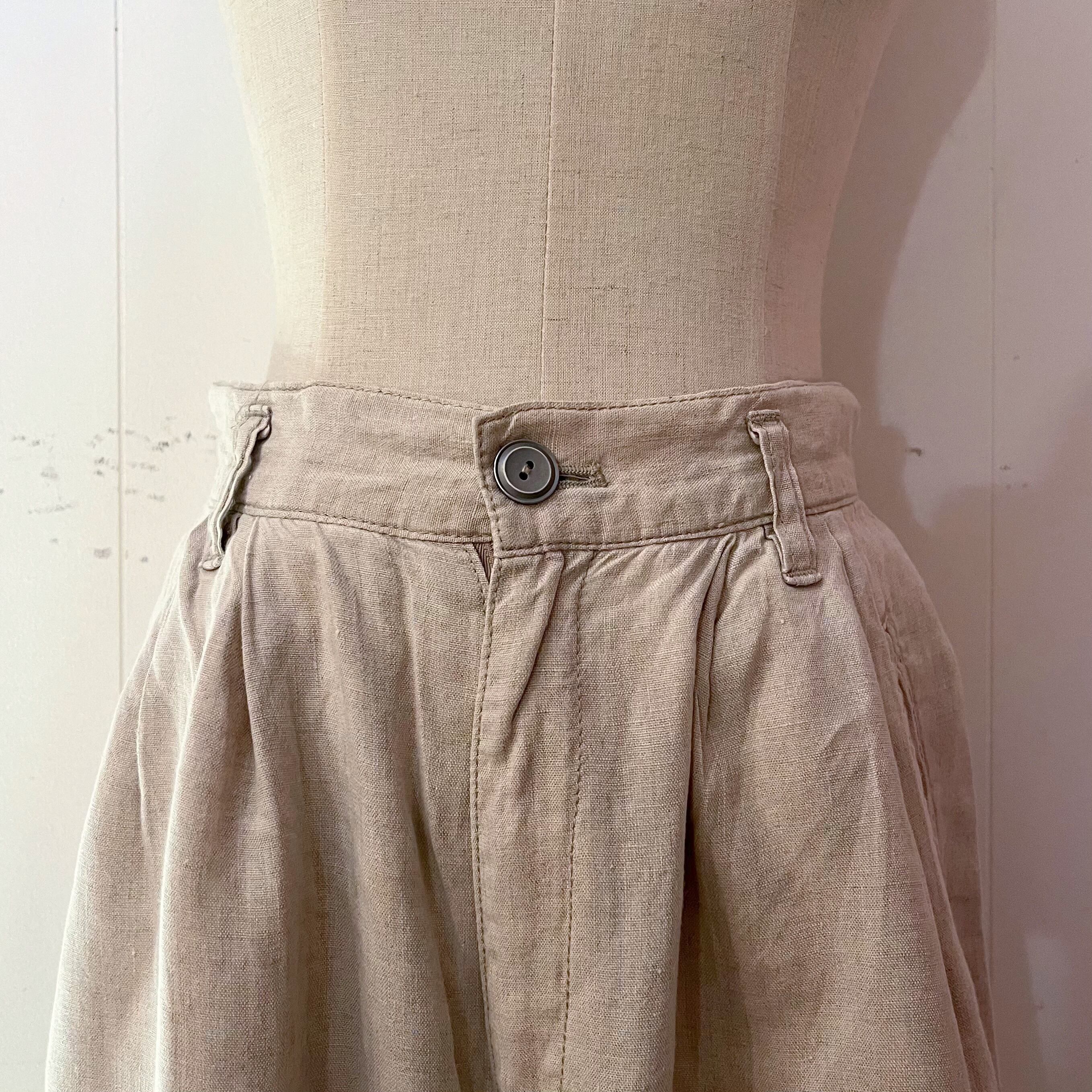 beige linen wide pants