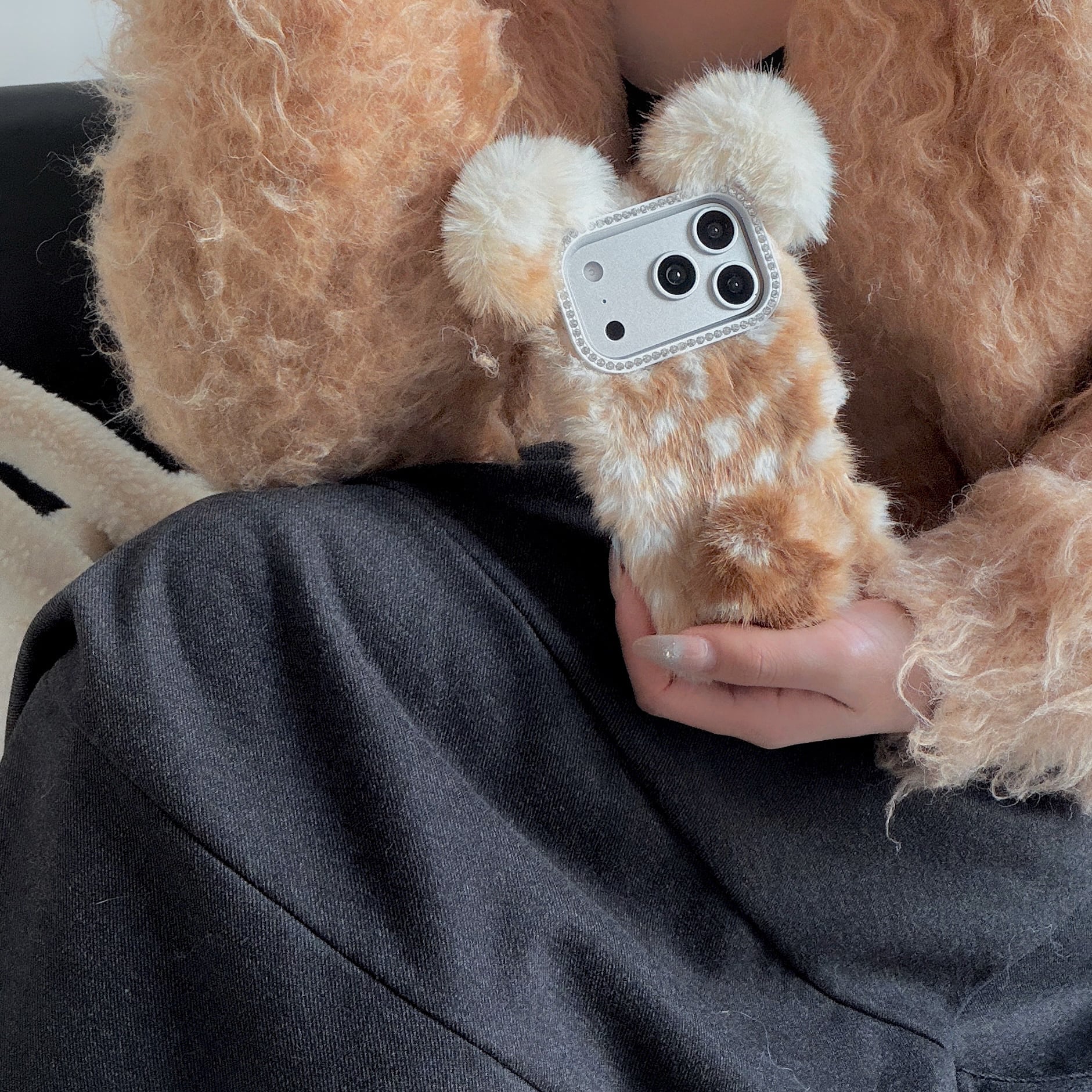 もこもこ かわいい ケース ぬいぐるみ 0 ふわふわ 1 2 3 iPhone iphone