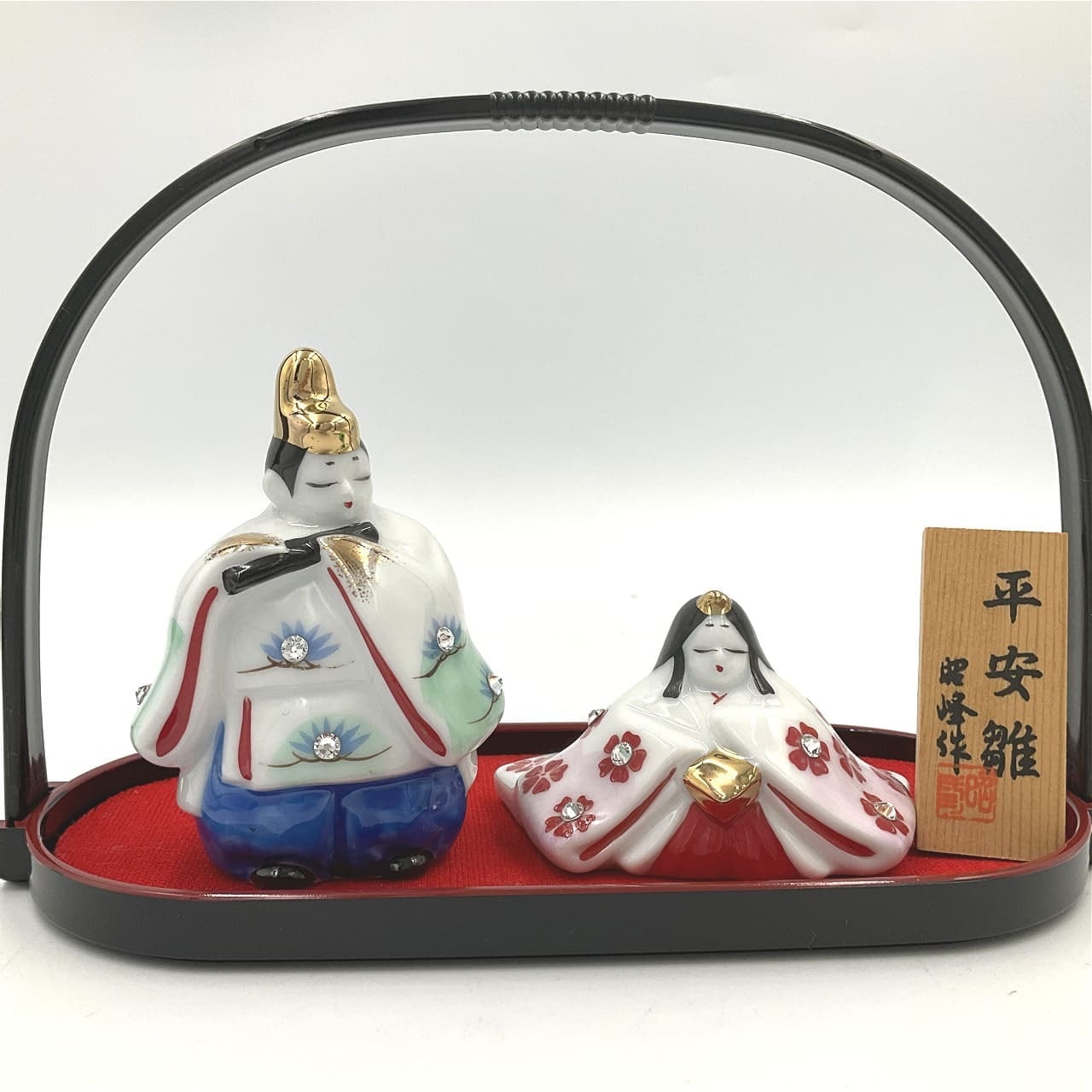 昭峰作 白磁 平安雛 陶器 雛人形 白磁器製】平安宴雛 スワロフスキー【昭峰作】 | 和光カタヤマ