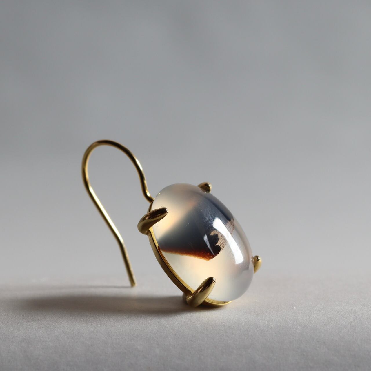 K10 モスアゲート ピアス モスアクアマリン/ダイヤモンドK10ピアス