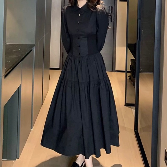 エレガントウエストシェイプシャツワンピース　W00563