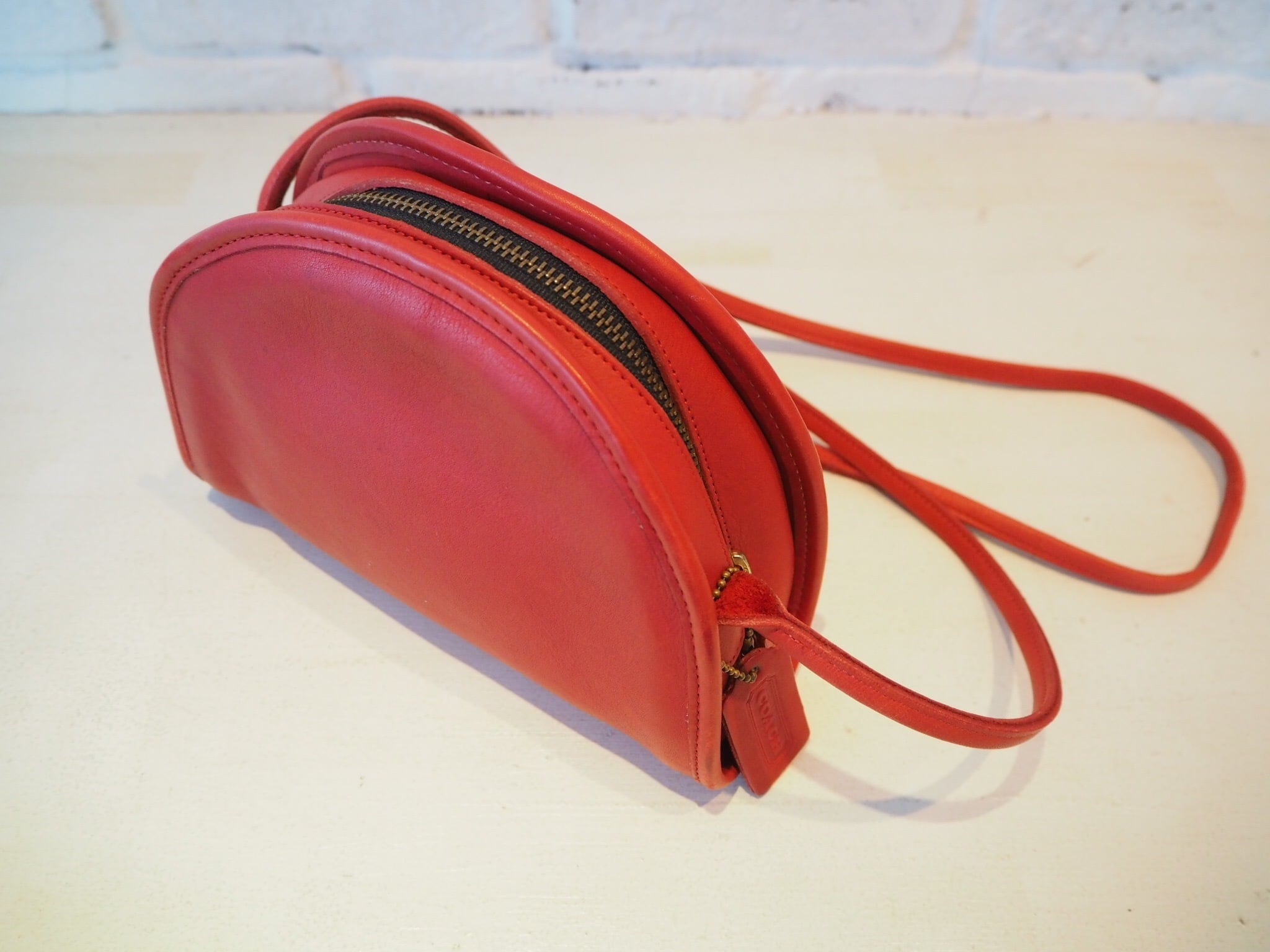 old coach/half moon leather shoulder bag