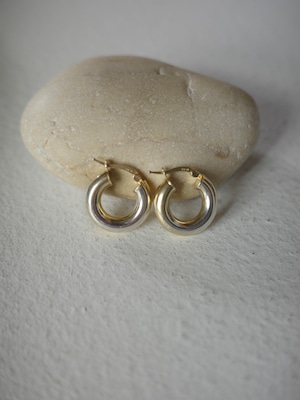 <vintage silver925>gold tube mini hoop