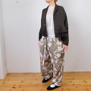 GUPTIHA(グプティハ) 裾フリル リネンジャケット(モカ/黒に近いブラウン)