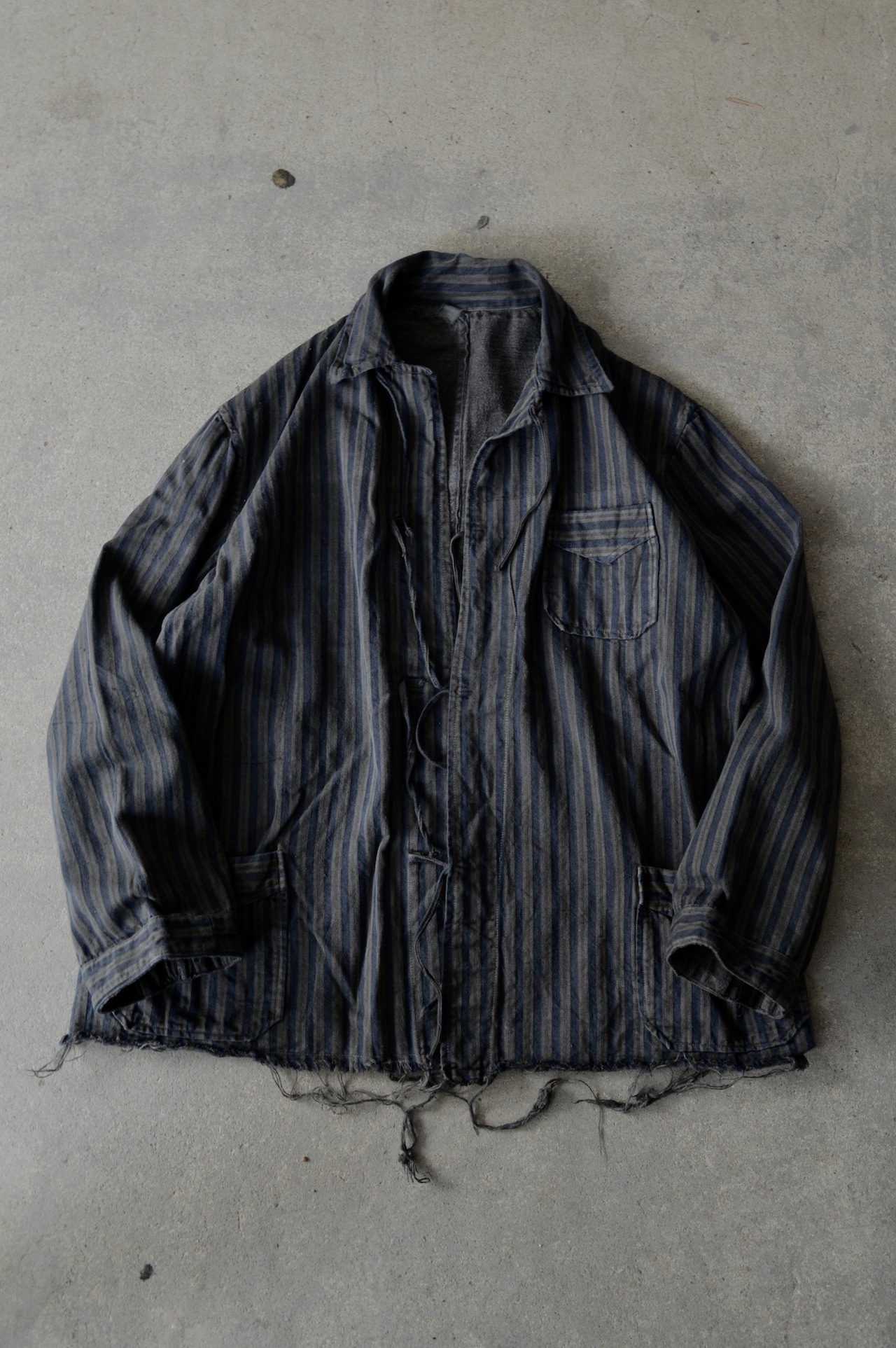 VENTITANK PROJECT Bulgarian Army 1950's-60's Dead Stock Custom Remade & Dyed Sumi Kuro Sleeping Shirt Jacket Type Navy Multi1 ブルガリア軍 スリーピングシャツ ジャケット 50s 黒染め
