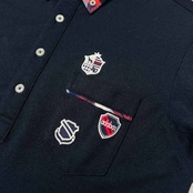 美品 adabat アダバット チェック柄切替 ポケット付き BD 半袖 ポロシャツ サイズ 46 /メンズ/ネイビー/ゴルフ/ワールド/日本製