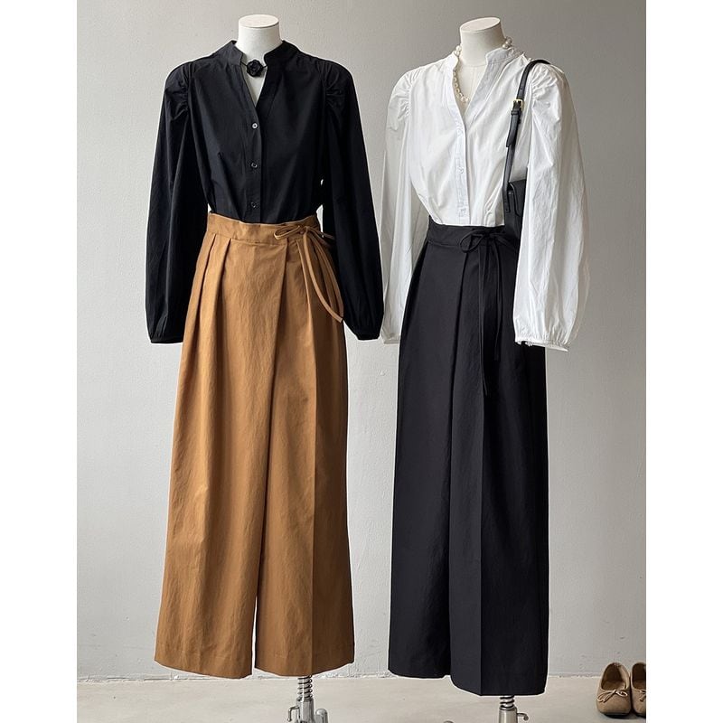 サイドリボンベルトタックワイドパンツ 201683 | coto.meki