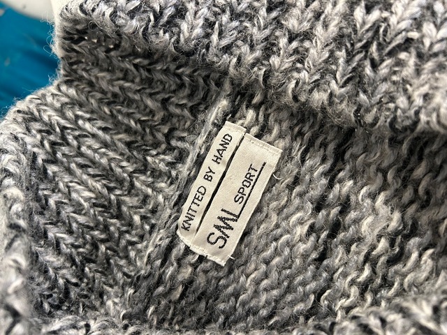 black red pattern gray hand knit sweater