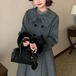 リボンカラーダブルボタンフレアコート ・79049