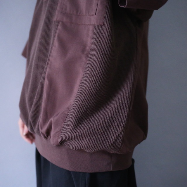 different material pattern over silhouette h/s pullover