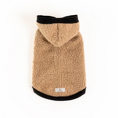 VanityPet Camel dog sweatshirt in boucl? with hood and harness opening "Sherpa MT" XXS