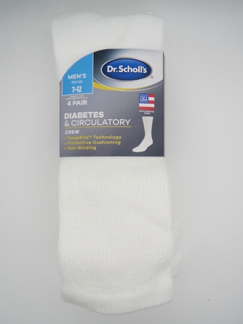 Dr.scholl's MENS DIABETS & CIRCULATORY  CREW 4P SOCKS / WHITE 1