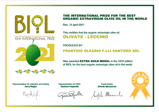 ☆新入荷☆ Sant'Oro E.V.オリーブオイル　OLIVATE Leccino 250ml ☆2025年秋収穫・搾油☆