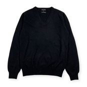 カシミヤ100% HILTON ヒルトン Vネック ニット セーター M/ブラック メンズ