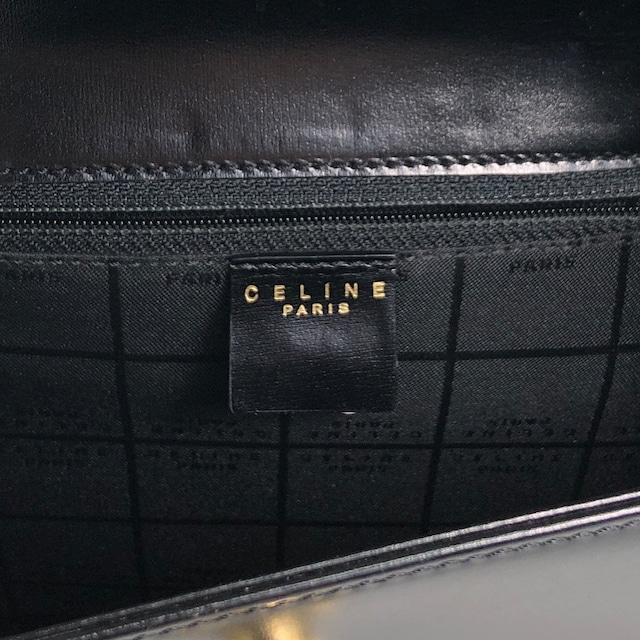 CELINE セリーヌ ショルダーバッグ ブラック ガンチーニ レザー 2WAY vintage ヴィンテージ オールド r5552p