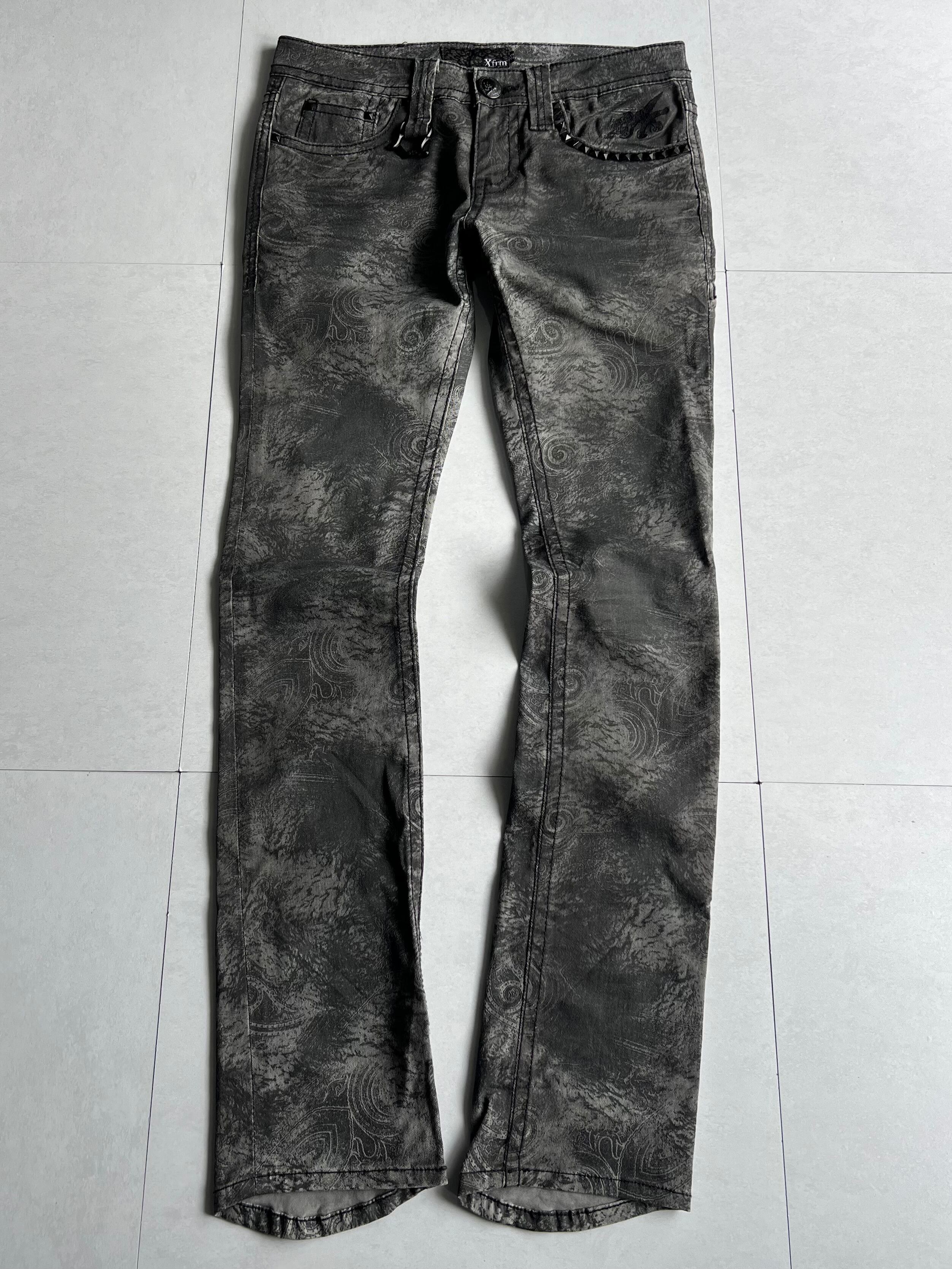 "Xfrm" Paisley Dusted Slim Pants