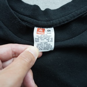 90s Hanes Pocket TEE solid black [M] 古着