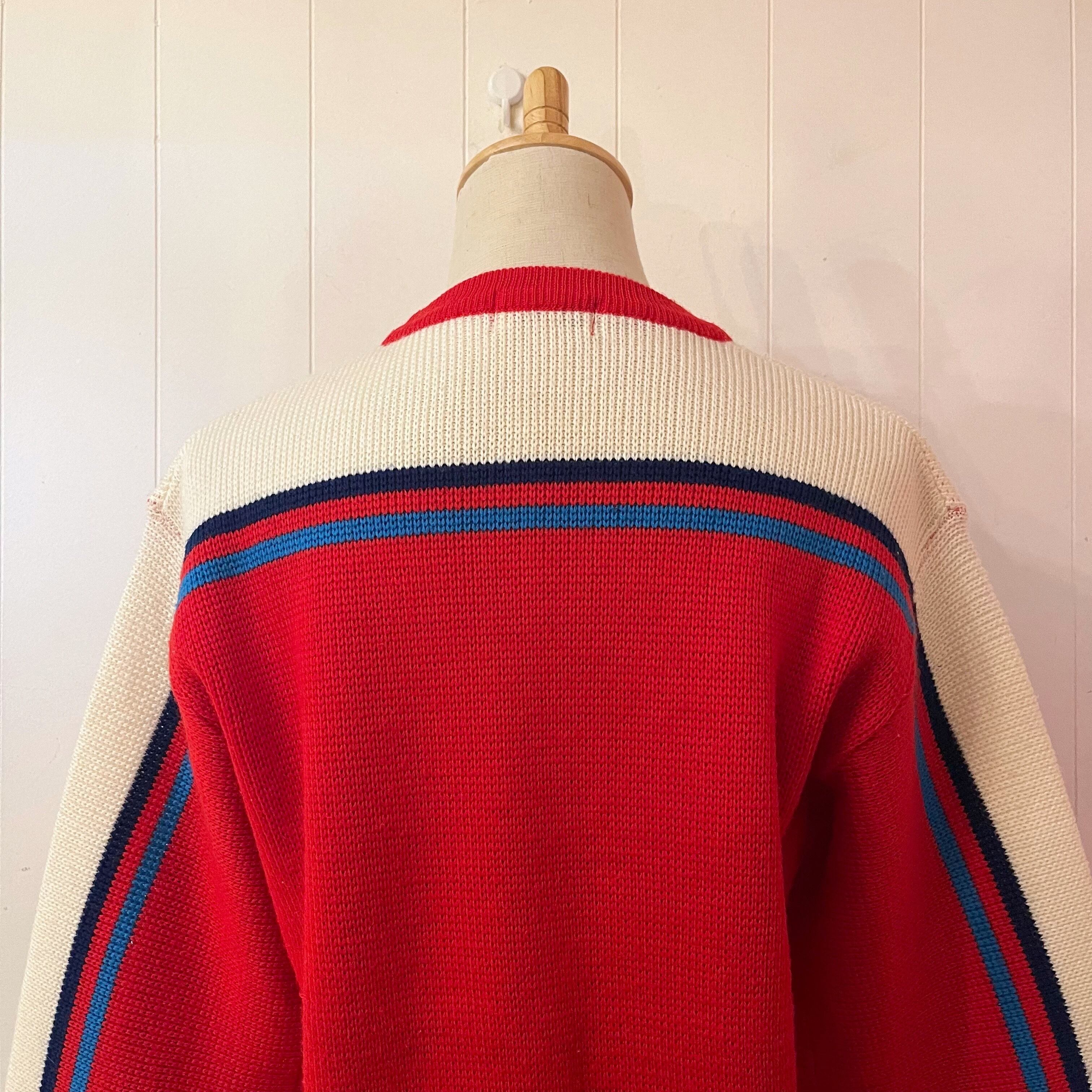 red white line jersey knit po