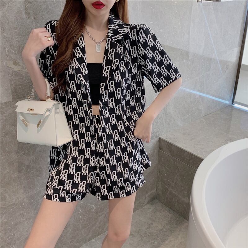 サマーカジュアル薄手チェーン ホルタージャケット ハイウェストウェストショーツ 夏物 ブルマー 1号婦人97554616975