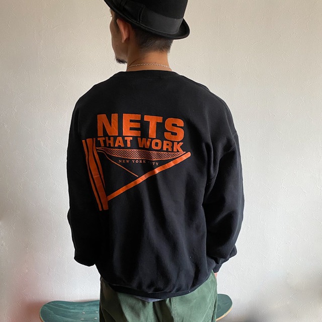 made in Honduras 90s JERZEES　NET THAT WORK  N.Y.C  Sweat shirt{ホンジュラス製 90s　ジャージーズ　NET THAT WORK  N.Y.C　スエットトレーナー　メンズ}