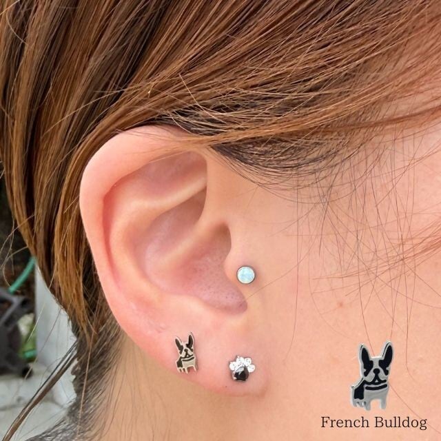 軟骨ピアス 18G 16G フレンチブルドッグ インターナル ラブレット 金属