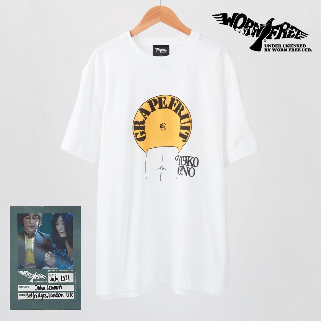 ジョンレノン tシャツ メンズ 半袖 プリント ブランド レディース ゆったり ロゴ おしゃれ 白 ホワイト かわいい 大人 かっこいい シンプル ウォーンフリ― GRAPEFRUIT グレープフルーツ WFR-000-000005 Sl009