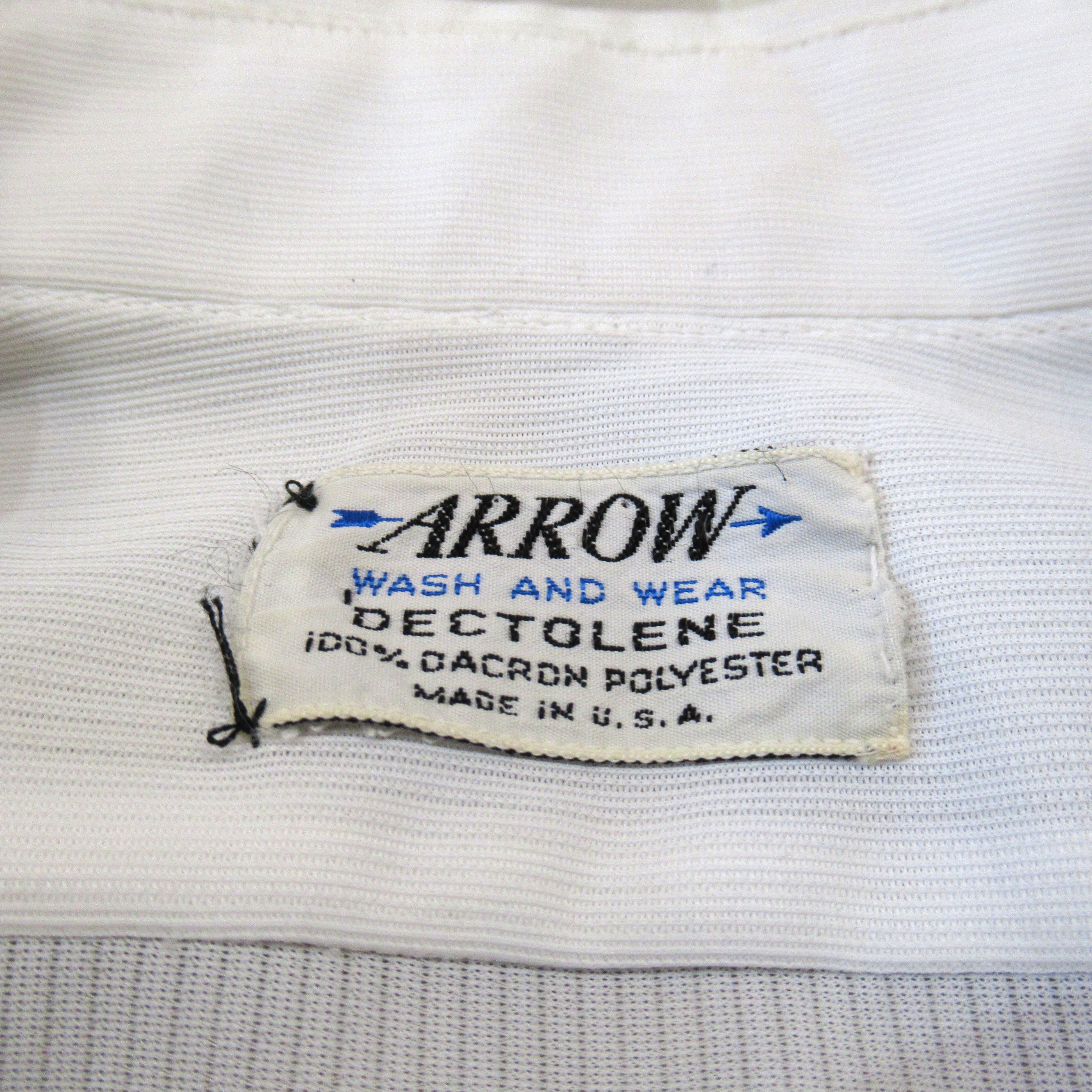 60S ARROW S/S Poly White Shirt【About 15 1/2】 | drop by