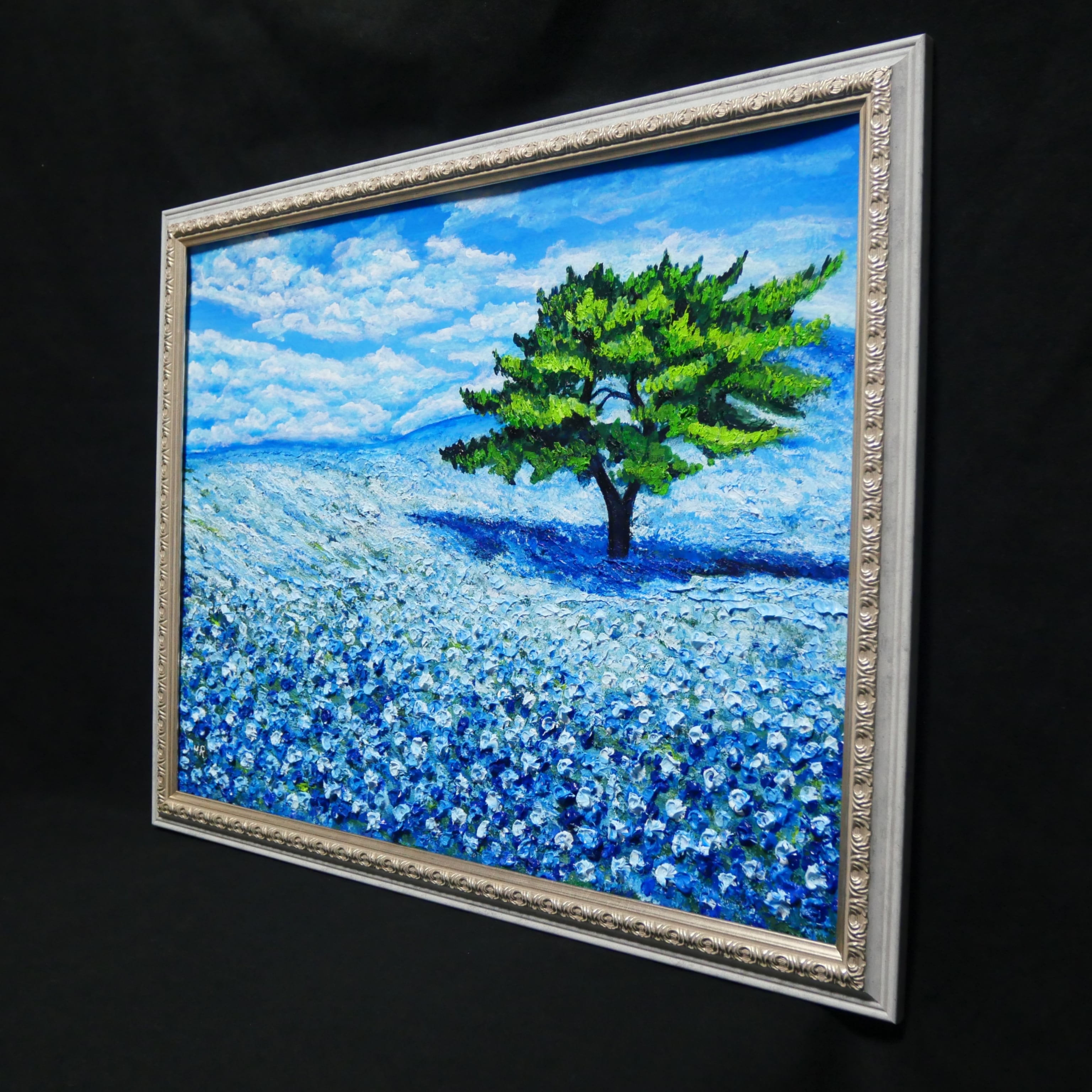 希望を運ぶ青い花【青空のネモフィラの丘】インテリアアート原画