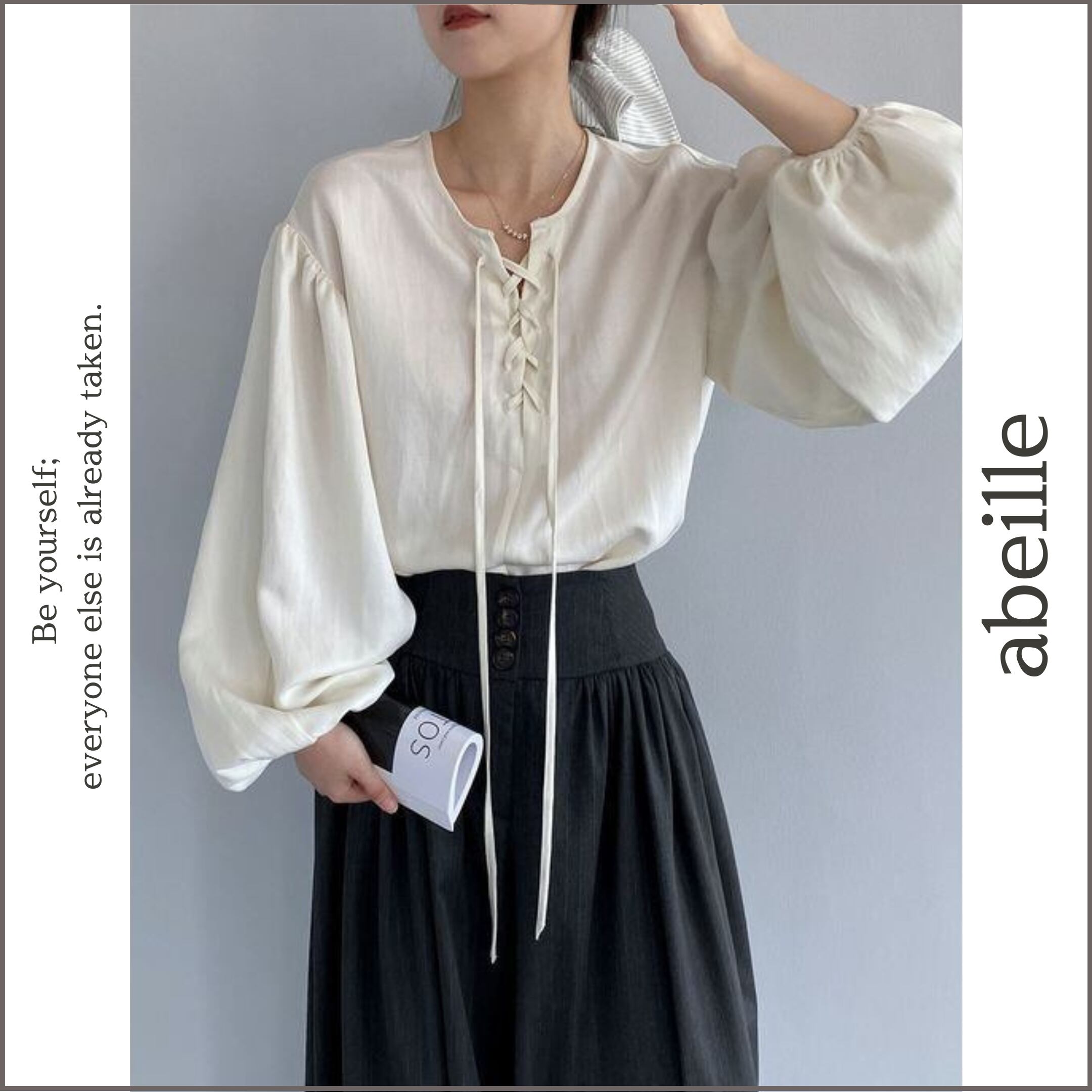 front lace up blouse 14750