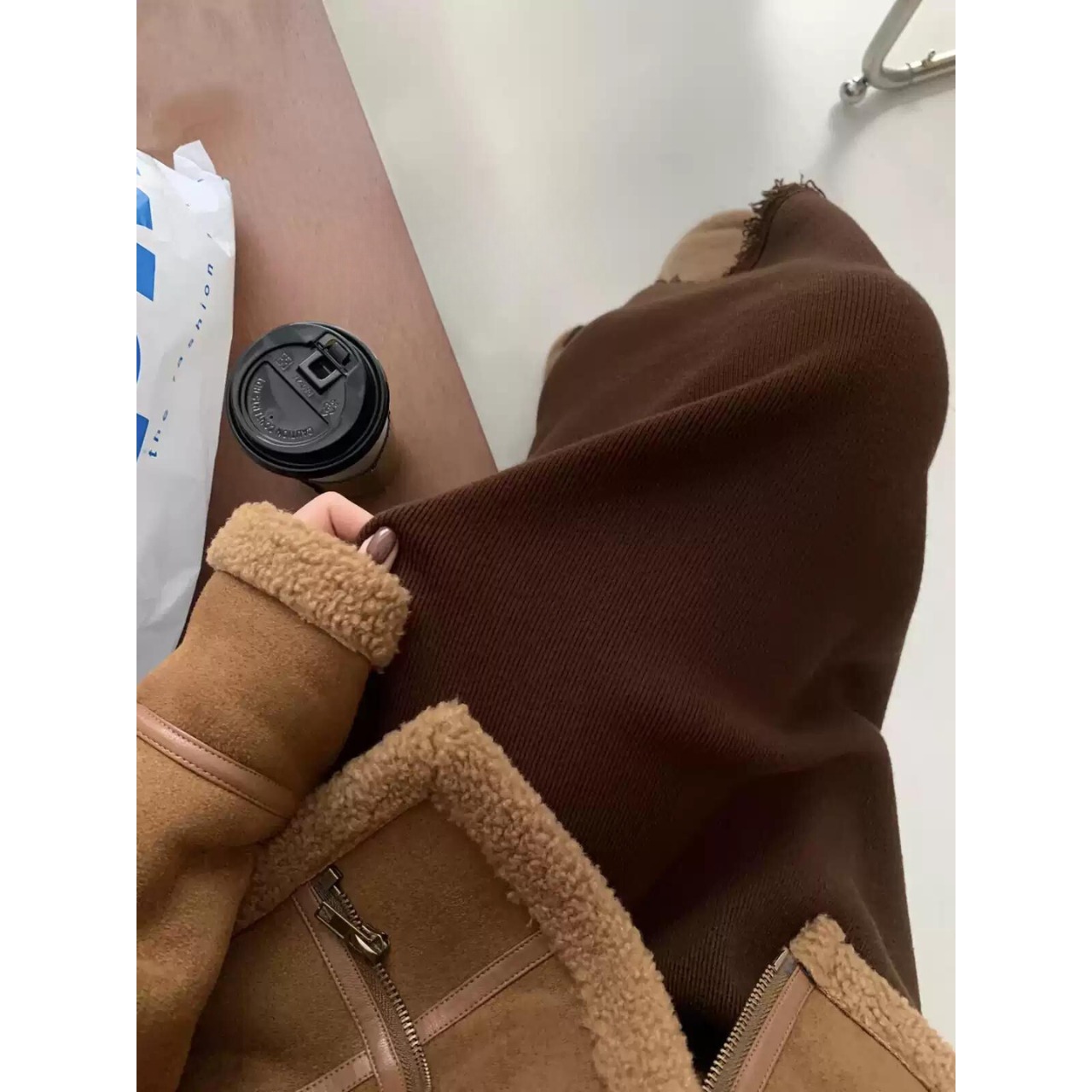 フリンジ スリット リブニット スカート 10250