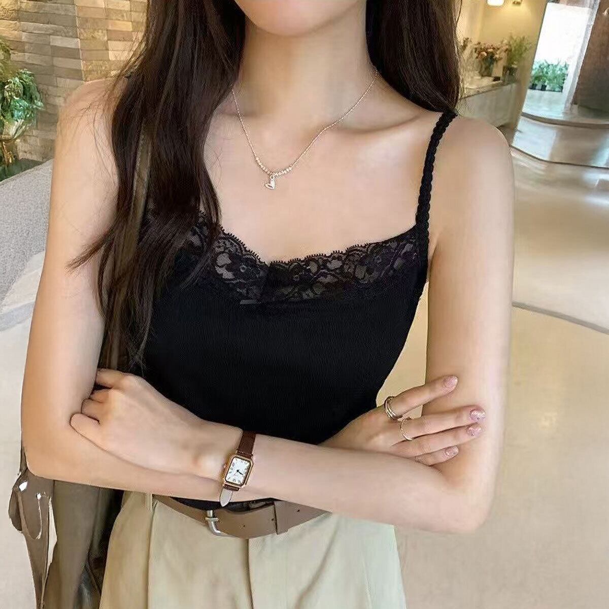カップ付き キャミソール インナー レディース 春夏 韓国 きれいめ 大人 かわいい レース ブラキャミ 肌見せ 見せインナー カジュアル おしゃれ 重ね着 レイヤード 大人可愛い 大人女子