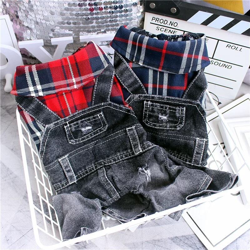 《予約》T0120 重ね着チェックデニムロンパース(全2色)