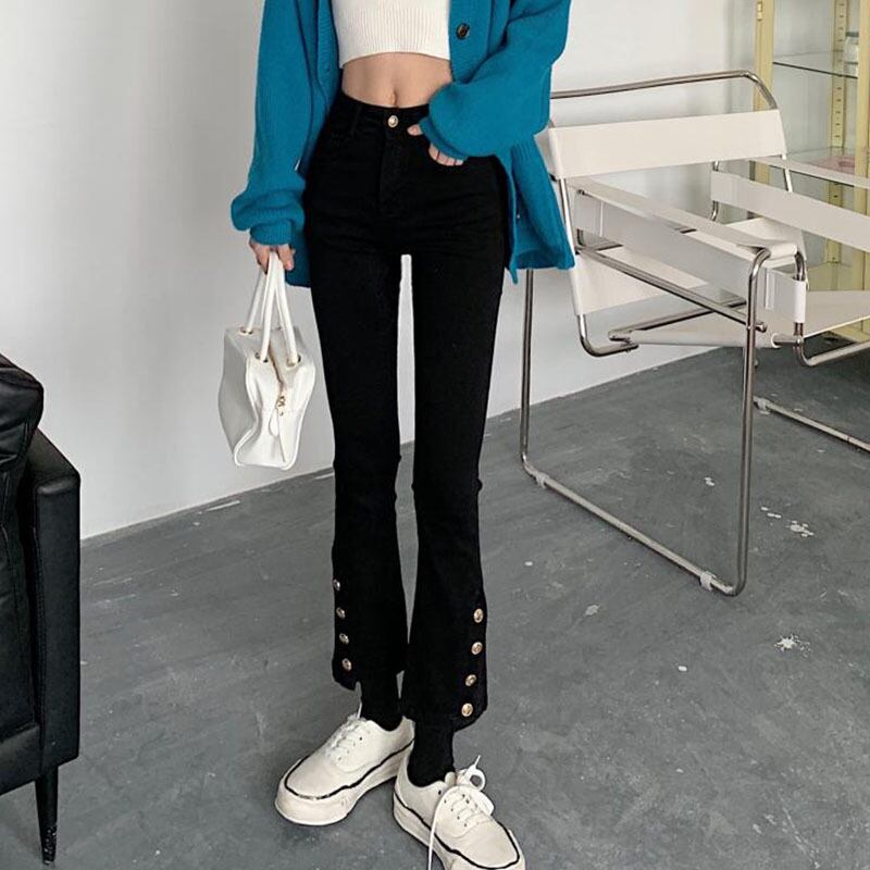 スプリングスリムパンツ 薄手ハイウェストジーンズ レッド 春物 YY-ファッション45087936386