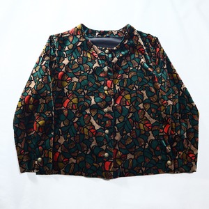 European leaf pattern golden button design "velours" jacket