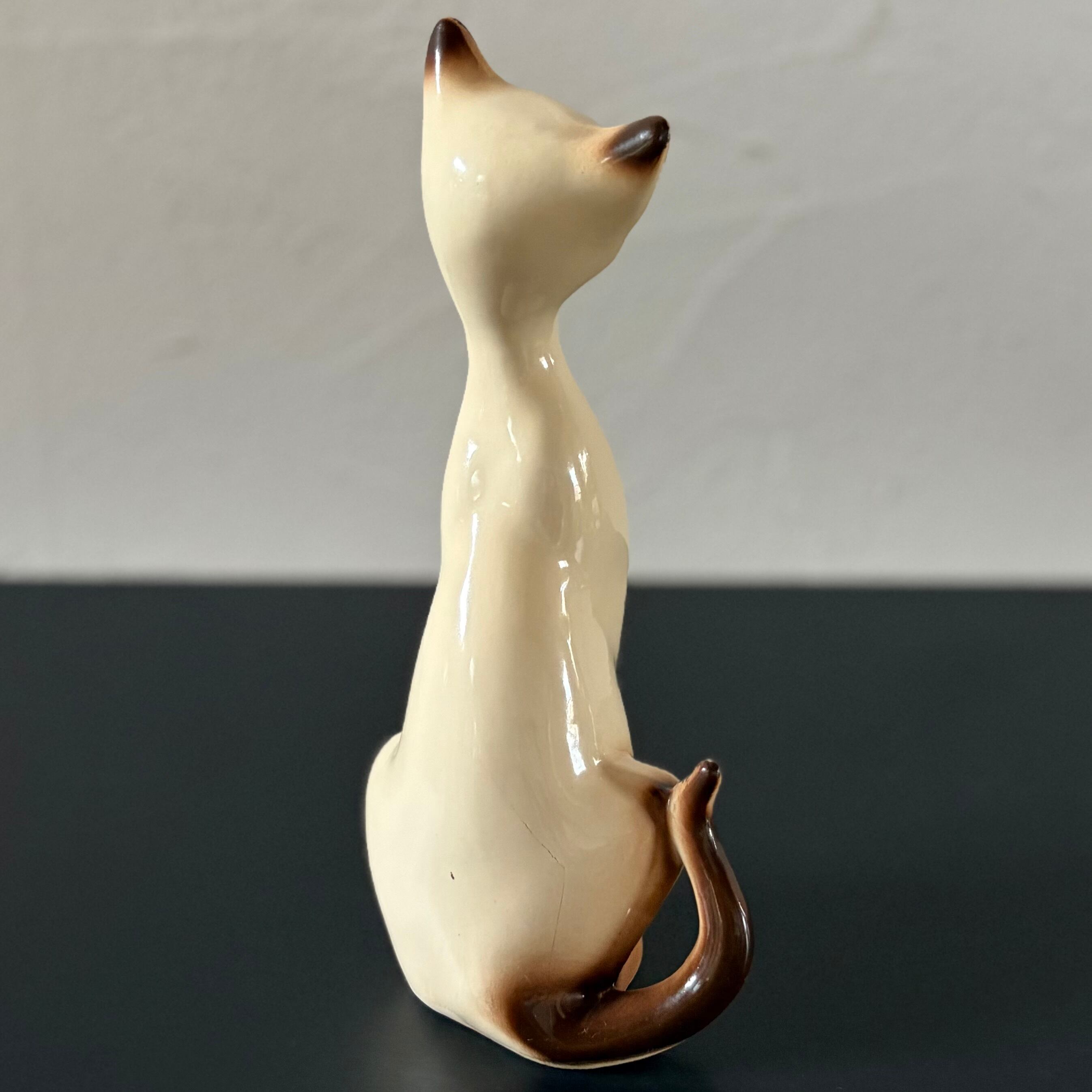 シャム猫の置物 ペア 陶器製 ヒビあり◇昭和レトロ | 古家具古道具kuon