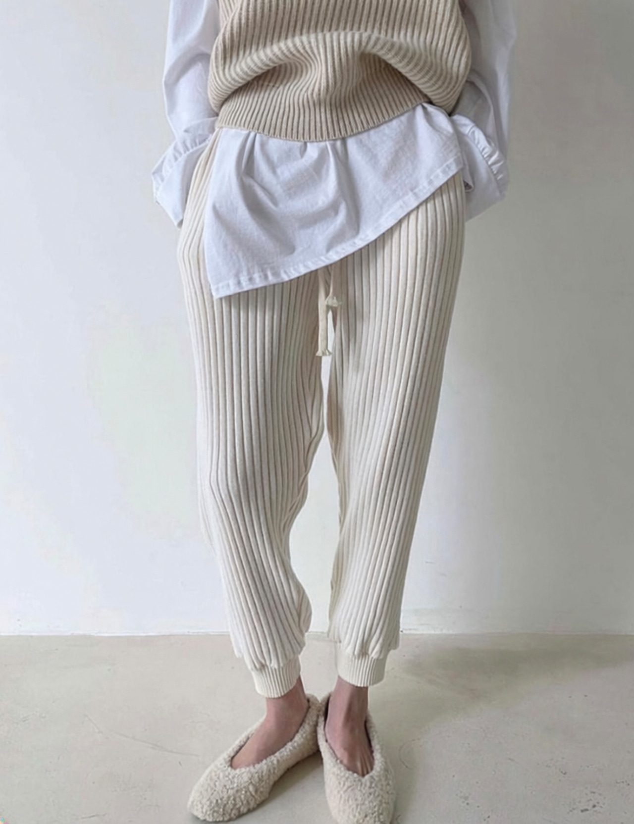 【新作5%OFF・3日間】Chunky Rib-knit Joggers_2colors