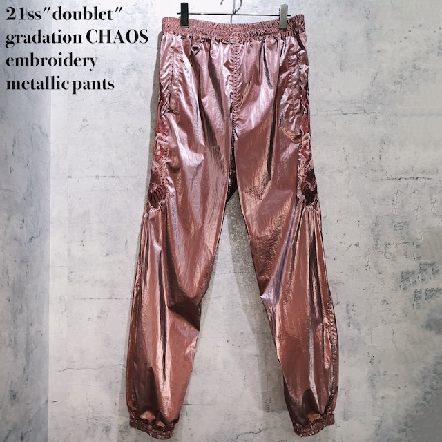 21ss"doublet"gradation CHAOS embroidery metallic pants