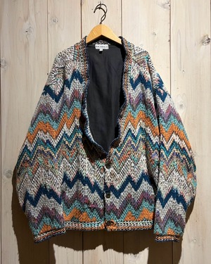 【a.k.a.C.a.k.a vintage】80's “Bachrach” Zigzag Design Vintage Cardigan Jacket