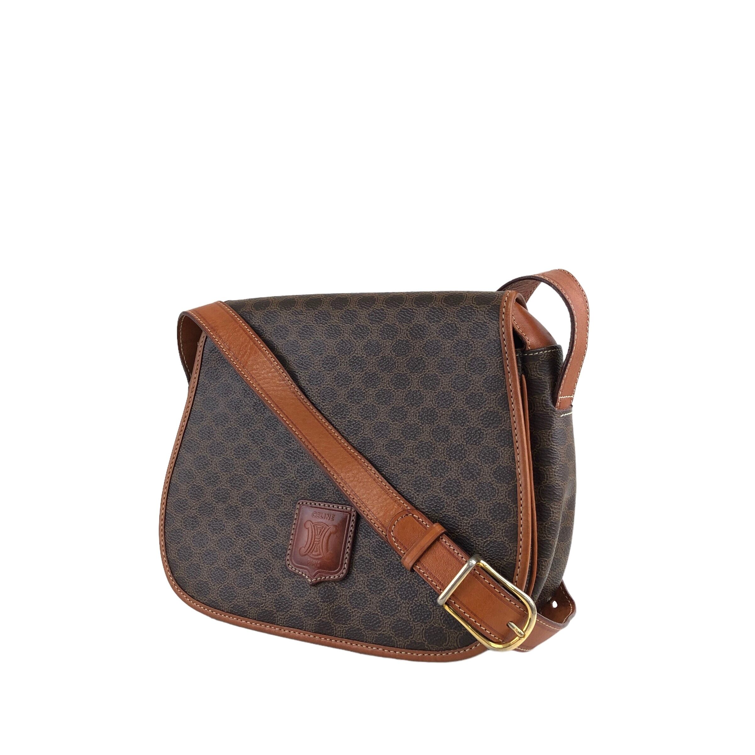 CELINE セリーヌ マカダム ショルダーバッグ フラップ ブラウン