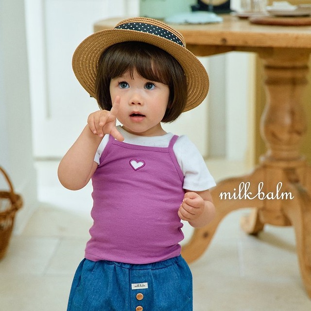 【取寄】milk balm｜heart ribbed sleeveless｜ハートリブノースリーブ｜XS-XL｜kids｜26 summer