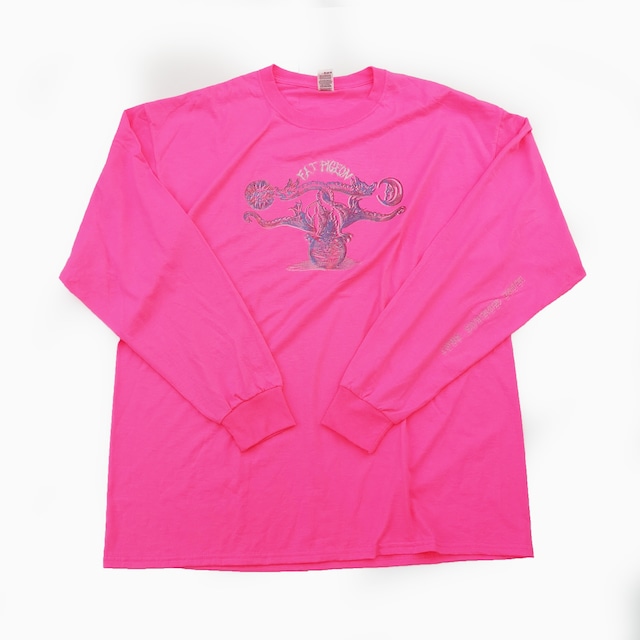 FAT PIGEON RECORDS "Soul Sacrifice" LONG TEE Neon Pink XL