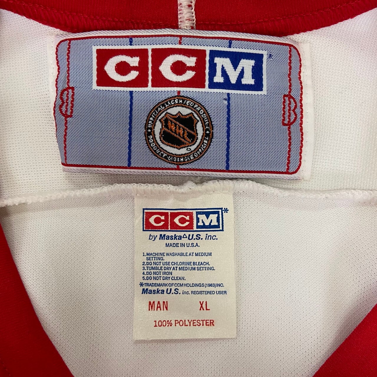 ビッグサイズ 90年代 USA製 CCM NHL デトロイト・レッドウィングス ホッケーシャツ メンズ2XL相当 古着 90s ビンテージ  ヴィンテージ ゲームシャツ ユニフォーム レッド ホワイト 赤色 白 大きいサイズ【ゲームシャツ】 | cave 古着屋【公式】古着通販サイト