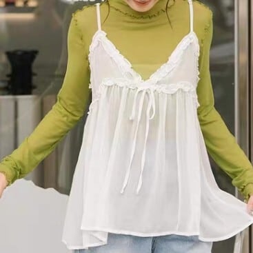 レース チュニック丈 Aライン キャミソール L1163