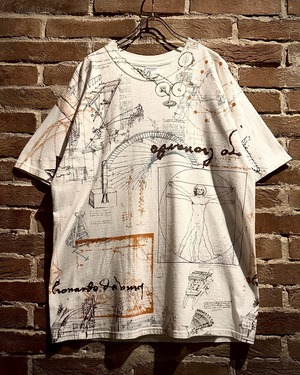 【Caka act3】90's "Leonard da Vinci" All Over Print Vintage T-Shirt