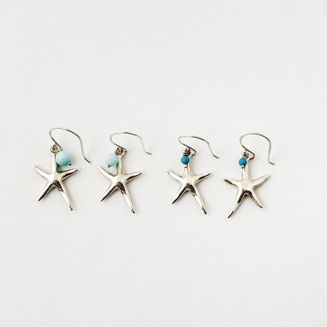 Lagoon Original スターフィッシュ フックピアス  ターコイズ・ブルーレースアゲート