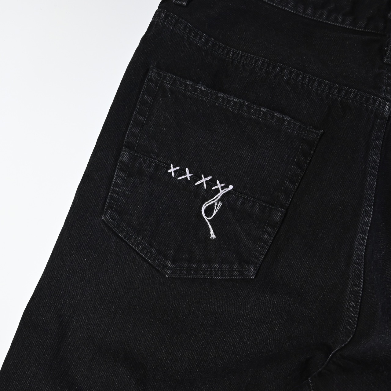 KUON / Sashiko Mended Black Denim Trousers