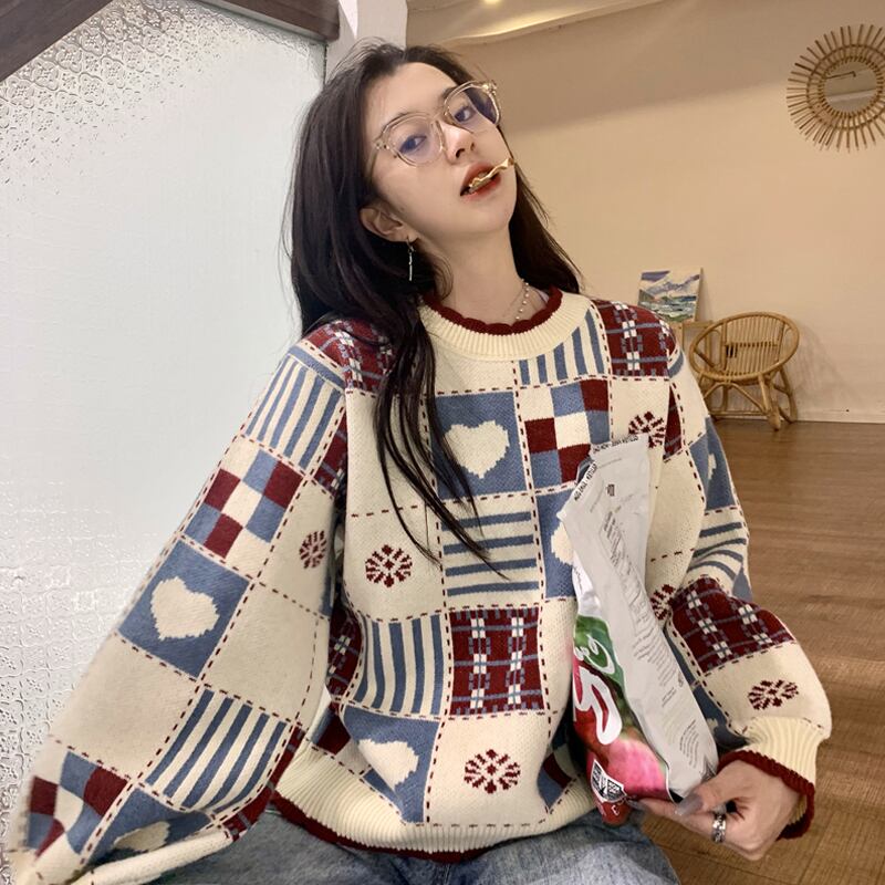 スタンダードセーター ジャケット スプリングオータムレディース レトロ 春物 秋物 試着室9823631589