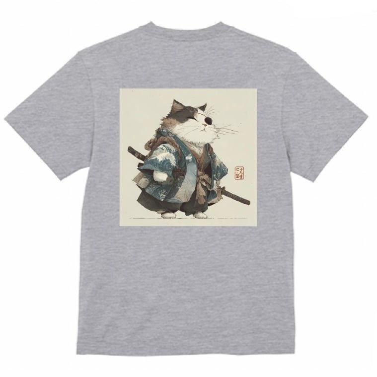 波斬り仁義の猫侍 Tシャツ 半袖 /Wave-Slashing Cat Samurai T-Shirt