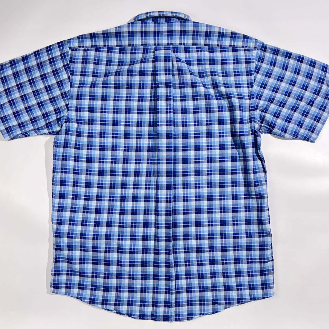 90s CHAPS RALPH LAUREN チャップス ラルフローレン チェック柄 BD ボタンダウン オックスフォード 半袖 シャツ サイズ L /ブルー系 メンズ ビンテージ