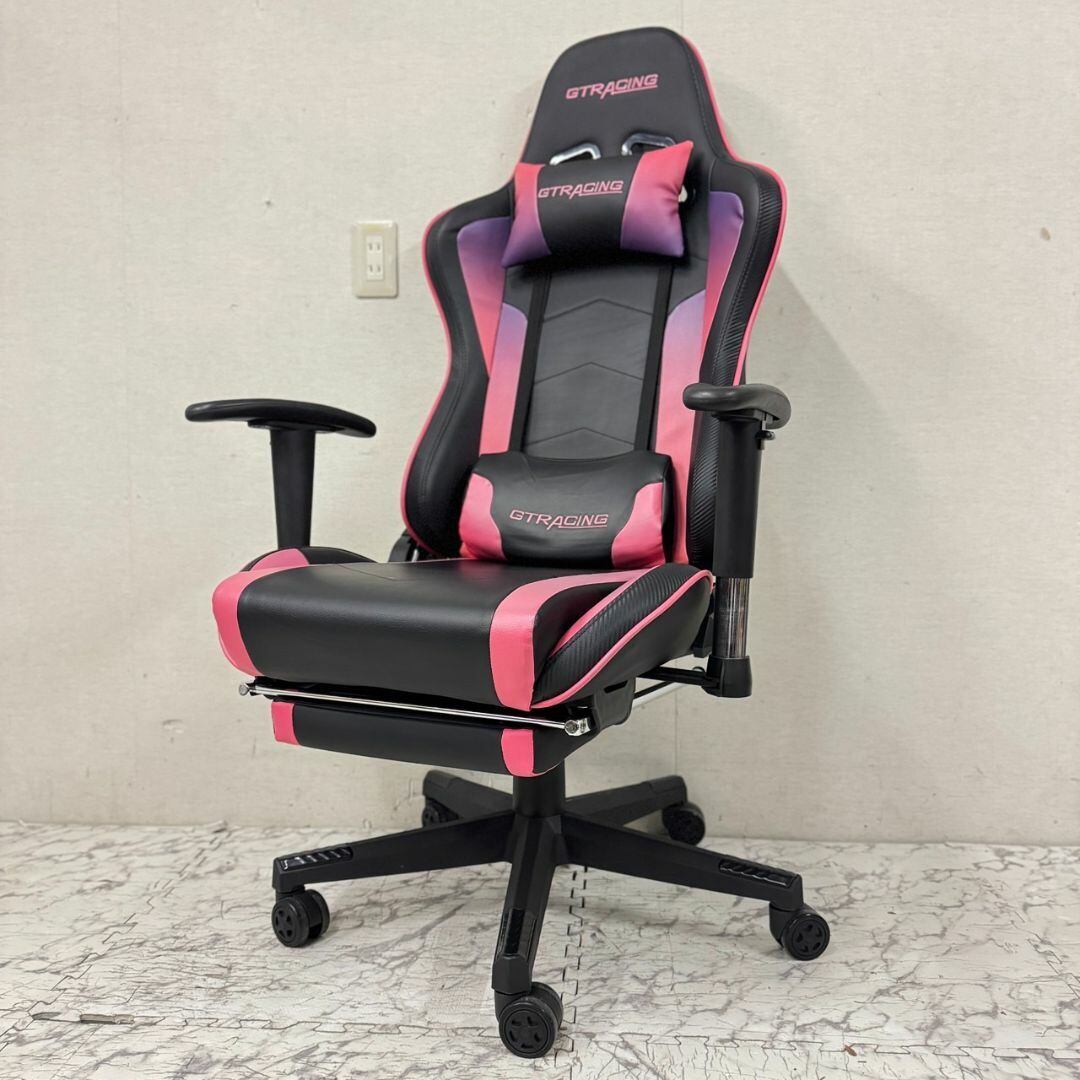 ☆引き取り限定☆GTRacingゲーミングチェア 座椅子 ピンク
